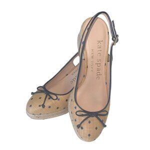 Kate Spade New York Panama Nights Beige and Blue Slingback Wedges Size 7.5 NWOT